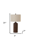 28" Gray And Silver Glass Table Lamp With White Empire Shade
