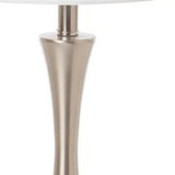 25" Silver Metal Table Lamp With White Empire Shade
