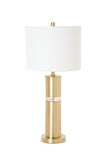 Set of Two 28" Gold Metal Cylinder Table Lamps With White Shade