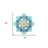 Teal Solid Wood Geometric Shapes Wall Decor