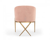 25" Pink Velvet And Gold Solid Color Arm Chair