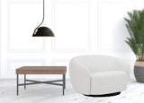 47" Off White 100% Polyester And Black Solid Color Swivel Barrel Chair