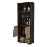 27" Dark Brown Corner Bar Cabinet With Multiple Shelves