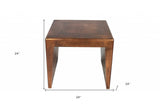 24" Copper Rustic Solid Wood Square End Table