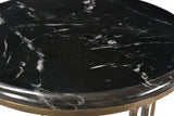 23" Gold And Black Marble And Iron Round End Table