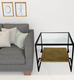 22" Bronze And Clear Glass And Iron Square End Table With Shelf