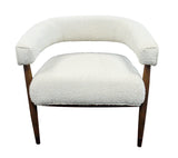 29" Ivory Polyester Blend And Brown Solid Color Arm Chair