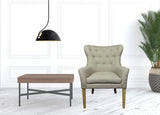 28" Taupe 100% Polyester And Natural Tufted Arm Chair