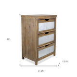 31" Brown Solid Wood Rectangular End Table With Three Drawers