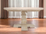 58" Light Brown Rounded Solid Wood Dining Table