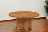 60" Natural Rounded Solid Wood Dining Table