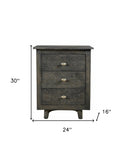 30" White Three Drawer Nightstand
