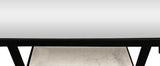 58" White and Black Glass Floor Shelf Console Table With Storage