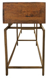 72" Brown and Brass Solid Wood Distressed Frame Console Table With Storage