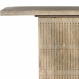 54" Ivory Solid Wood Distressed Pedestal Console Table