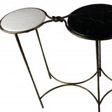 50" Black and White and Gold Genuine Marble Free Form Frame Console Table