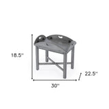 30" Powder Gray Oval Distressed Adjustable Shape Coffee Table