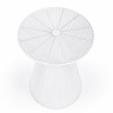 18" White Cinched Iron Round Top End Table