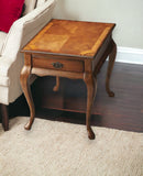 25" Medium Brown Solid And Manufactured Wood Rectangular End Table With Drawer