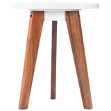 20" White and Natural Wood Triangle End Table