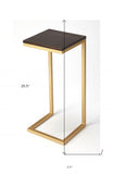 28" Black Marble Round End Table