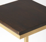 26" Gold Solid Wood Rectangular End Table