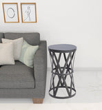 22" Gray Iron Hourglass Base Round Top End Table