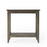 24" Cream White Rectangular End Table With Shelf