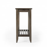 24" Brown Gray Rectangular End Table With Shelf