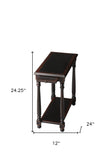 24" Black Manufactured Wood Rectangular End Table With Shelf