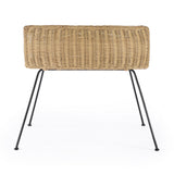 24" Natural Brown Rattan and Black End Table With Shelf