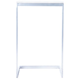 26" Silver and White Marble Square C Shape End Table