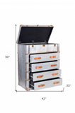 20" Gray Solid Wood Five Drawer Standard Chest