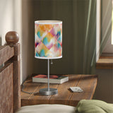 20" Silver Table Lamp With Black And Bright Honeycomb Cylinder Shade