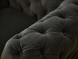 74" Dark Grey And Gold Velour Chesterfield Loveseat