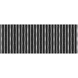 2' X 5' Black And White Modern Stripe Printed Vinyl Area Rug with UV Protection