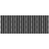 2' X 5' Black And White Modern Stripe Printed Vinyl Area Rug with UV Protection