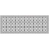 2' X 5' Dark Gray And White Tile Printed Vinyl Area Rug with UV Protection