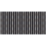 2' X 4' Black And White Modern Stripe Printed Vinyl Area Rug with UV Protection