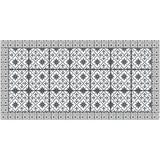 2' X 4' Dark Gray And White Tile Printed Vinyl Area Rug with UV Protection