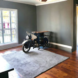 Blue and White Metal Glider Motorcycle Rolling Bar Cart With Wine Storage