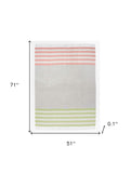 Gray Woven Wool Striped Reversable Throw