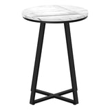 22" Black And White Faux Marble Round End Table