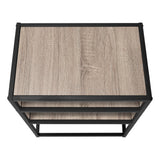 22" Black And Dark Taupe End Table With Two Shelves