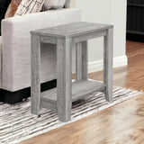 24" Gray Faux Wood Nightstand With Storage