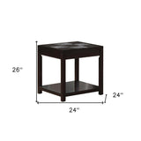 24" Black And Brown End Table With Shelf