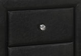 21" Black Faux Leather Two Drawer Nightstand