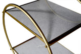 Gray and Gold Iron And Marble Rolling Bar Cart