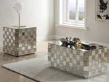 37" Silver Glass Square Mirrored Coffee Table
