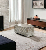 39" Silver Glass Mirrored Coffee Table